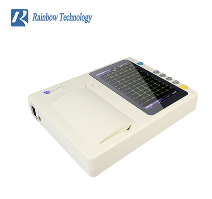 AC 110-230V شاشة تعمل باللمس 6 قنوات جهاز رسم القلب الكهربائي ECG الوزن الصافي 1.3 كجم