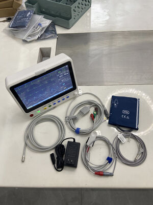 شاشة تخطيط كهربية للقلب طبية محمولة مقاس 10 بوصات، متعددة المعلمات، للعناية الحرجة، شاشة قلب محمولة