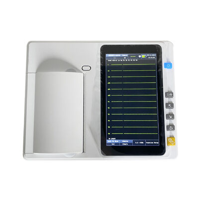 آلة ECG الطبية ذات الشاشة اللمسية 7 بوصات مع طابعة التسلسل الحراري للتحليل في الوقت الحقيقي / خارج الإنترنت