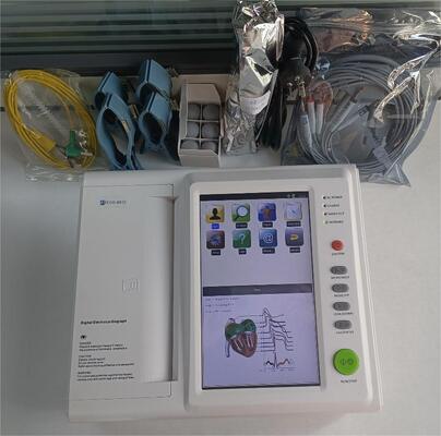 آلة ECG 12 قناة جهاز EKG المحمول المحمول مع شاشة لمس ملونة 10.2 "وبطارية مدمجة